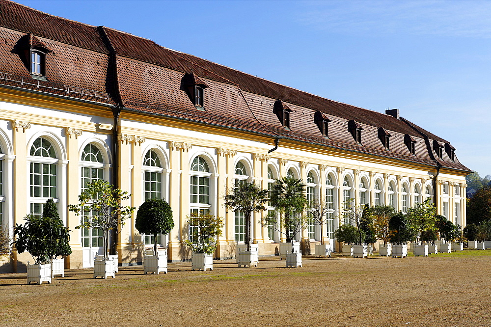 Orangery, court garden, Ansbach, Middle Franconia, Bavaria, Germany, Europe