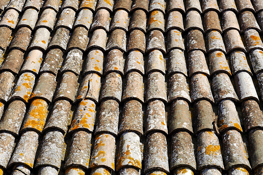 Terracotta tiled roof, Gradara, Province of Pesaro and Urbino, Marche, Italy, Europe