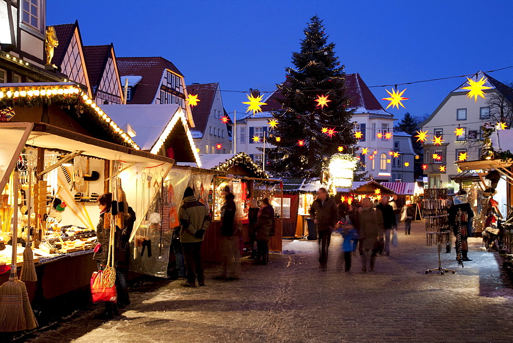 Christmas market at the market square, Soest, Sauerland, North Rhine-Westphalia, Germany, Europe