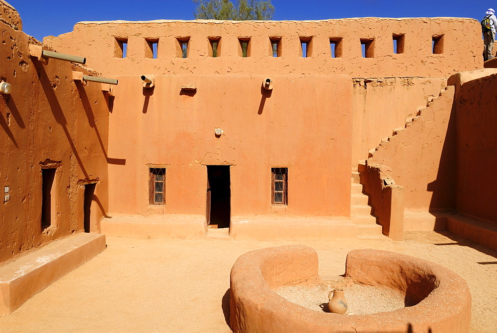 Historic French adobe fort at Tamanrasset, Algeria, Sahara desert, North Africa