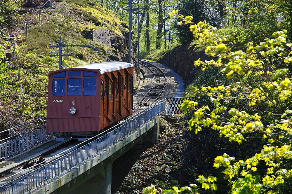 Historic funicular mountain railway to Mt. Koenigstuhl, Heidelberg, Baden-Wuerttemberg, Germany, Europe