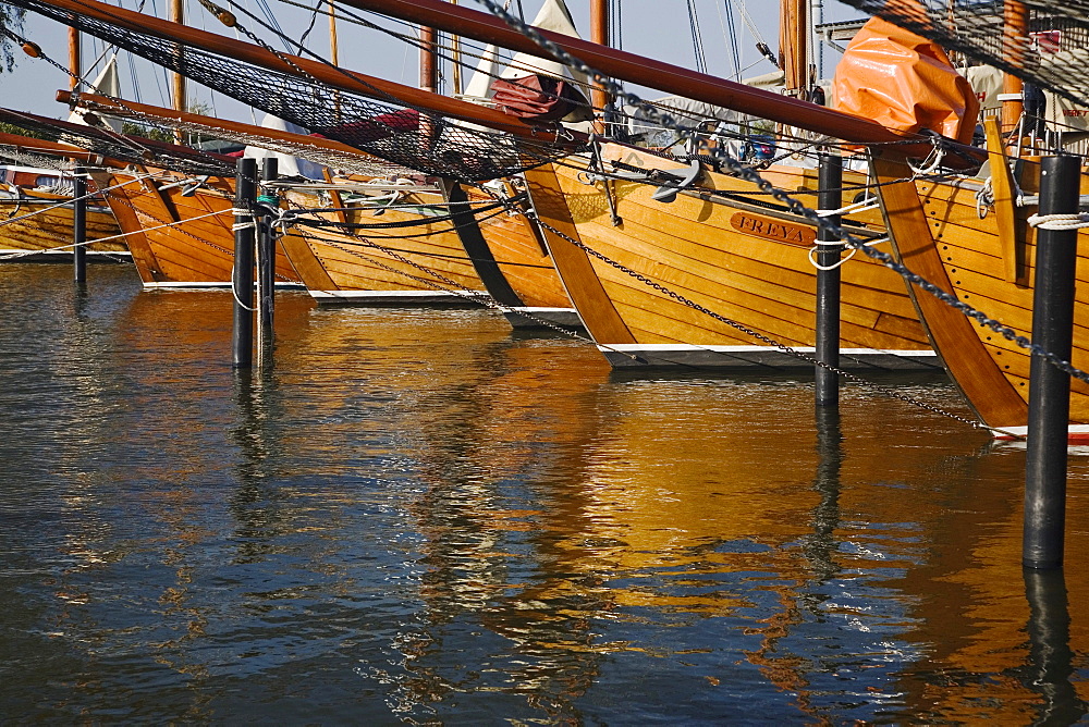 Zeesen boats, port of Bodstedt, Mecklenburg-Western Pomerania, Germany, Europe