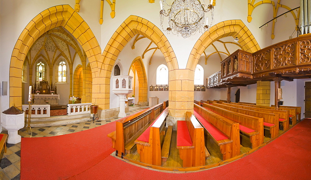 View into the right and left nave, Church of St. Giles, Raach, Bucklige Welt, Lower Austria, Austria, Europe