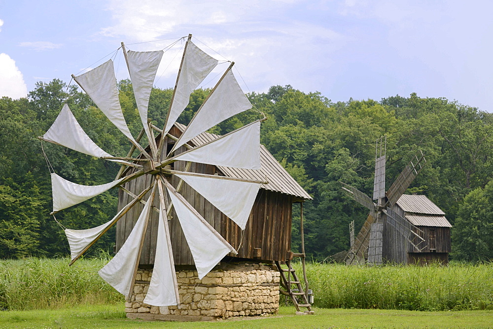 Windmills from the Constanta region, Astra open-air museum, Sibiu, Romania, Europe