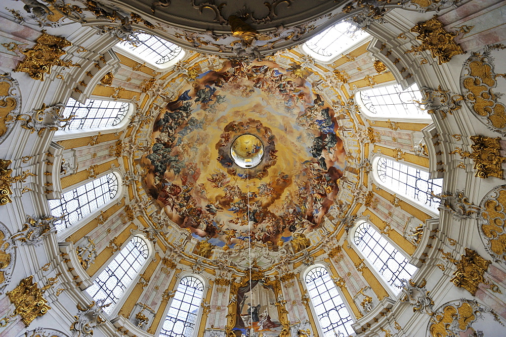 Cupola fresco by Johann Jakob Zeiller, monastery church of Ettal Abbey, Upper Bavaria, Bavaria, Germany, Europe