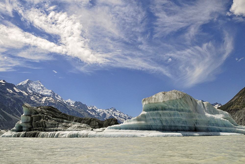 Icebergs on Tasman Lake, Mount Cook National Park, South Island, New Zealand