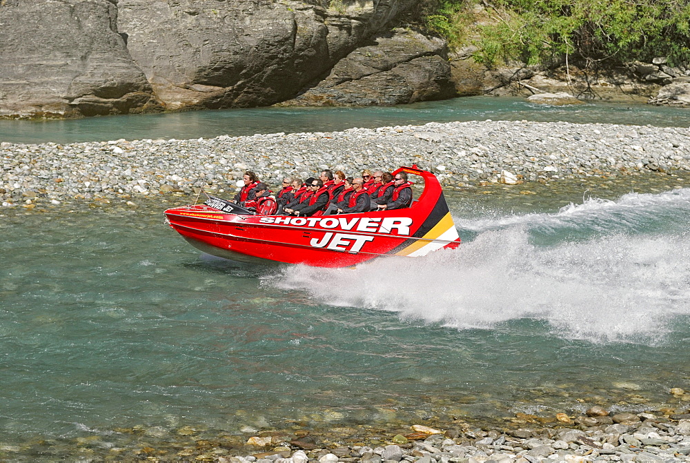 Jetboat, speedboat on the Shotover River, Queenstown, South Island, New Zealand