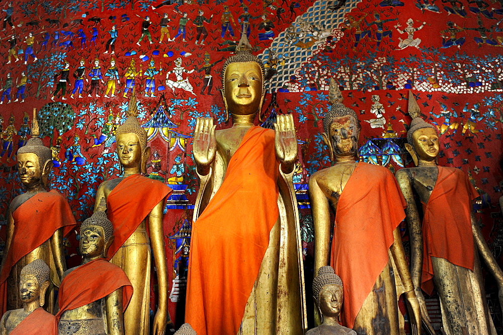 Gilded Buddha statues, Wat Xieng Thong temple, Luang Prabang, Laos, Southeast Asia, Asia