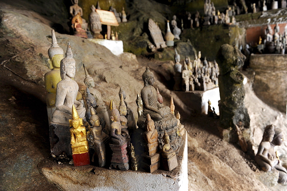 Buddha statues in the Pak Ou caves near Luang Prabang, Laos, Southeast Asia