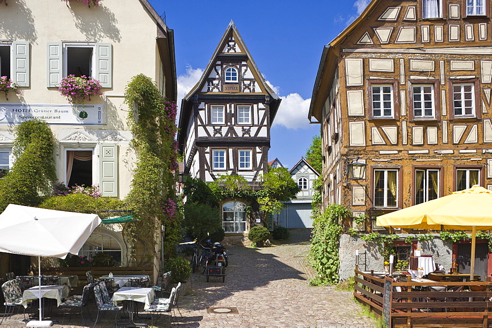 Franconian half-timbered house, Badgasse alley, Bad Wimpfen, Neckartal, Baden-Wuerttemberg, Germany, Europe