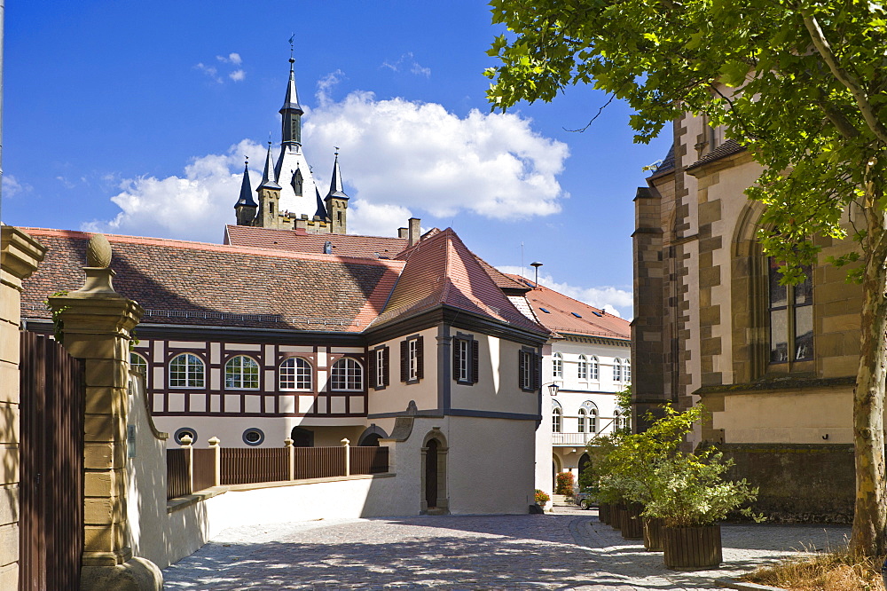 Wormser Hof and Blauer Turm, Blue Tower, Bad Wimpfen, Neckartal, Baden-Wuerttemberg, Germany, Europe