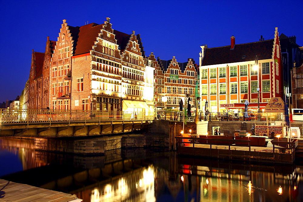 Leie River, view of the historic district, Ghent, East Flanders, Belgium, Europe