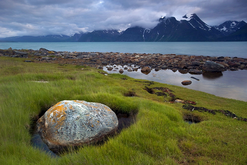 The Lyngen Alps, seen from SpÃ‚kenes, KÃ‚fjord, Troms, Norway, Europe