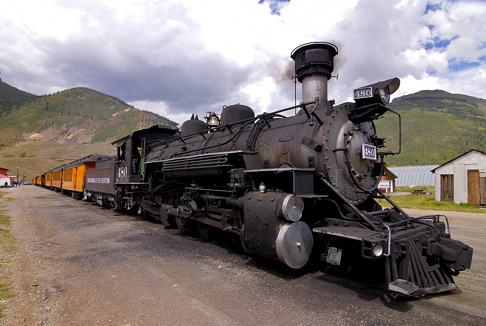Historic steam locomotive in Silverton, Colorado, USA