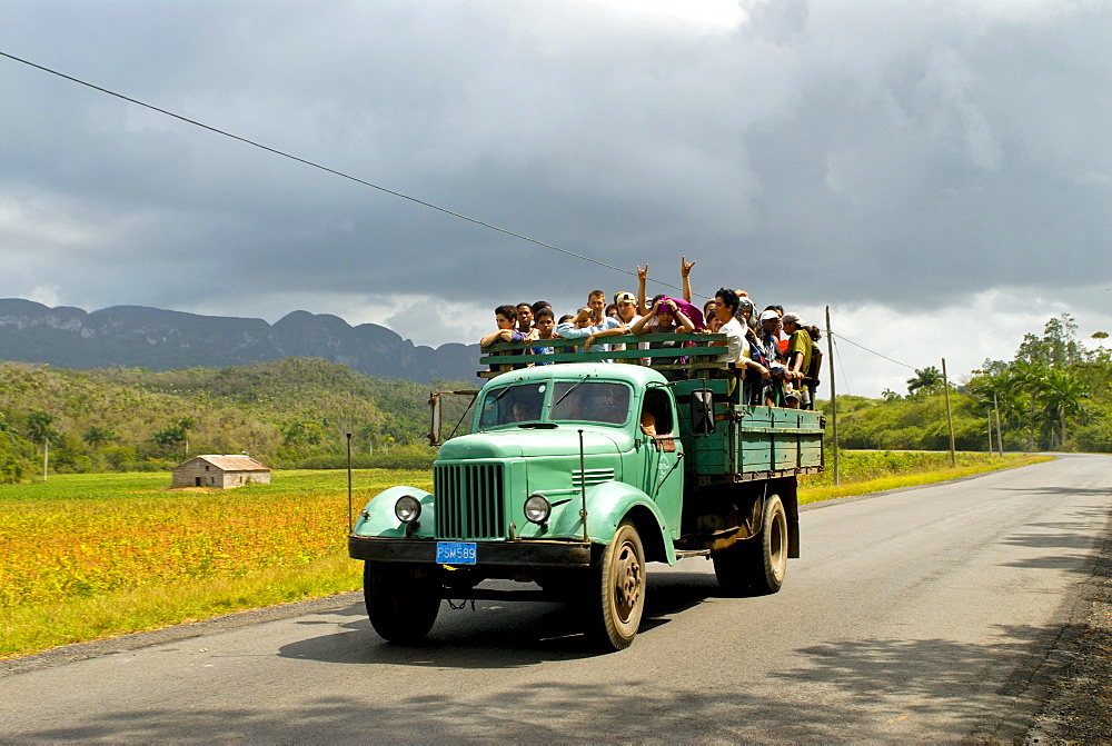 Truck as public transportation, Vinales, Cuba, Caribbean