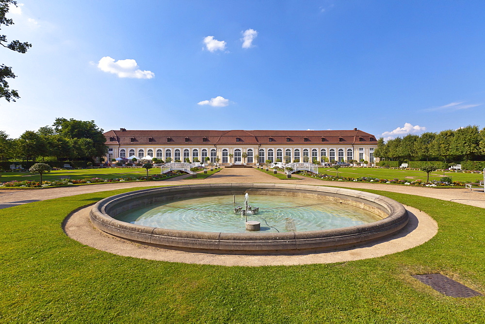 Orangery and courtyard garden, Ansbach, Middle Franconia, Franconia, Bavaria, Germany, Europe