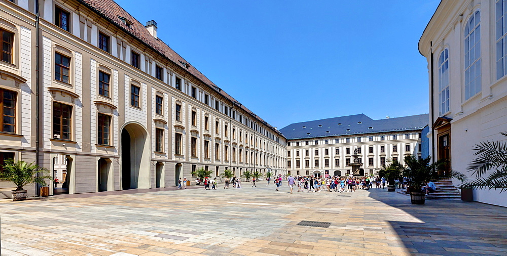 Courtyard in the New Royal Palace, Prague Castle, Hradcany square, Hradcany castle district, Prague, Czech Republic, Europe