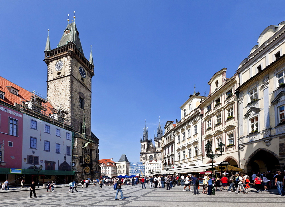 Magnificent buildings on the Old Town Square, Town Hall, Prague, Czech Republic, Europe