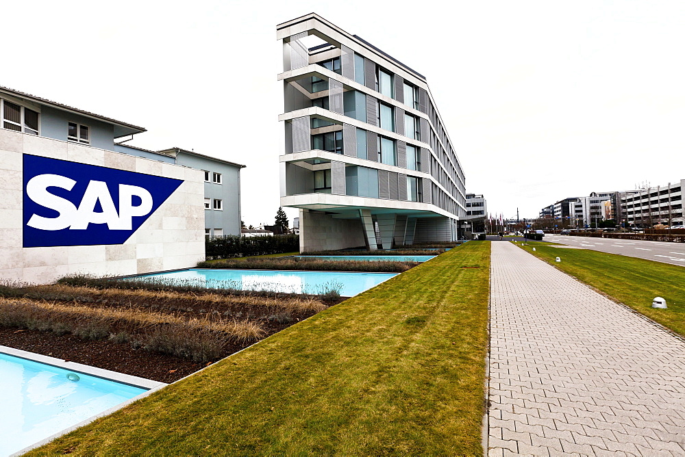 Headquarters, administration of the SAP AG software company in Walldorf, Baden-Wuerttemberg, Germany, Europe