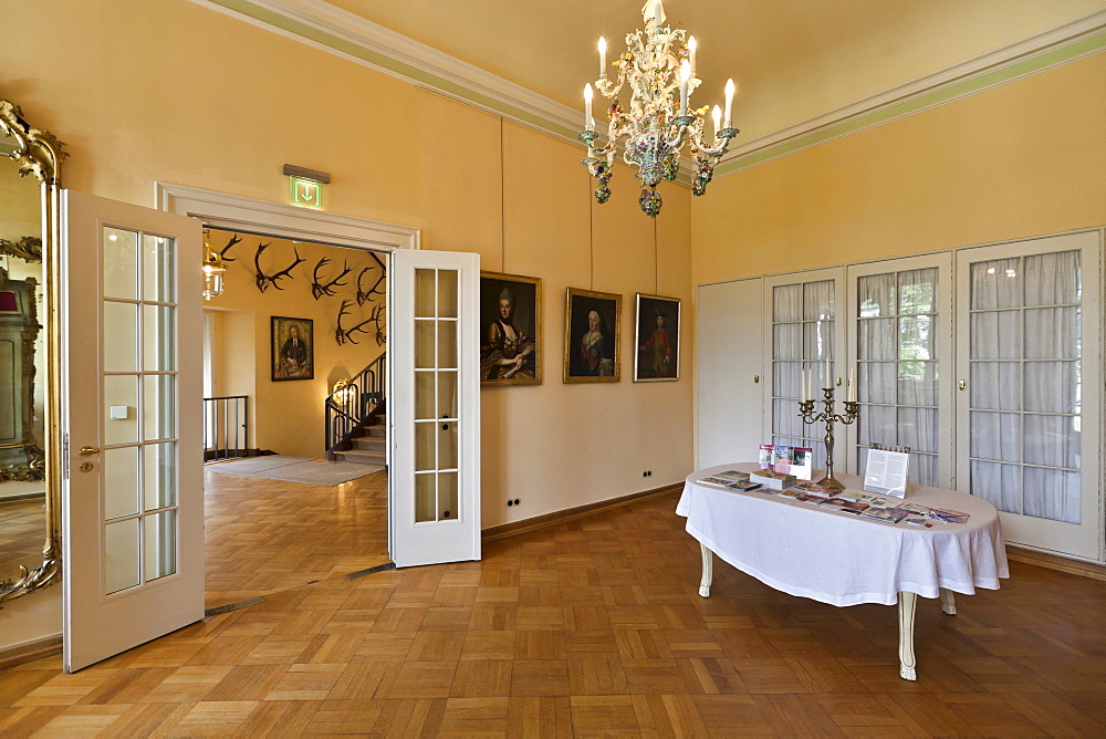 Interior, Schloss Callenberg palace, hunting lodge and summer residence of the Dukes of Saxe-Coburg and Gotha, Coburg, Upper Franconia, Bavaria, Germany, Europe