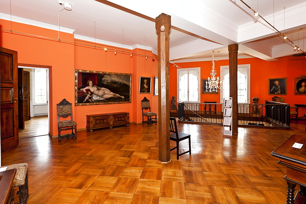 Interior, Schloss Callenberg palace, hunting lodge and summer residence of the Dukes of Saxe-Coburg and Gotha, Coburg, Upper Franconia, Bavaria, Germany, Europe