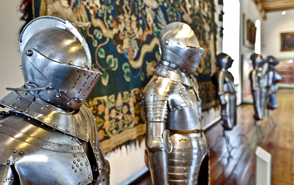 Knights' armours, weapons and art museum in the Veste Coburg castle, Coburg, Upper Franconia, Franconia, Bavaria, Germany, Europe