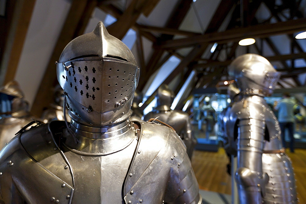 Knights' armours, weapons and art museum in the Veste Coburg castle, Coburg, Upper Franconia, Franconia, Bavaria, Germany, Europe