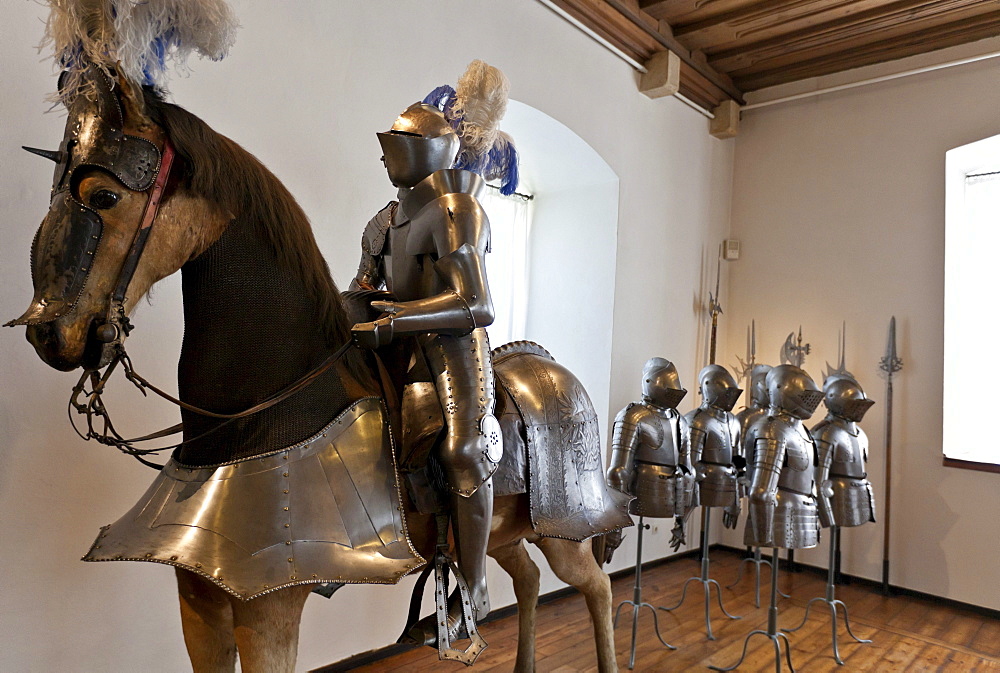 Knights' armours, weapons and art museum in the Veste Coburg castle, Coburg, Upper Franconia, Franconia, Bavaria, Germany, Europe