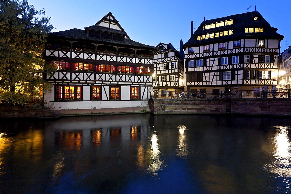 Half-timbered houses in the district of La Petite France, Strasbourg, Ill, Alsace, France, Europe