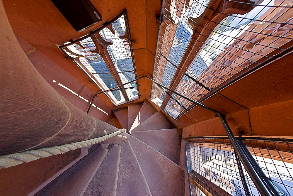 Steep spiral staircase in a tower