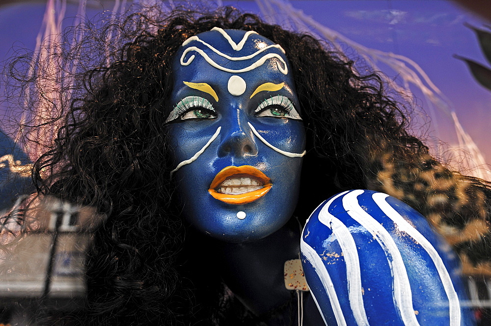 Painted female mannequin in a clothing store, Augsburg, Bavaria, Germany, Europe