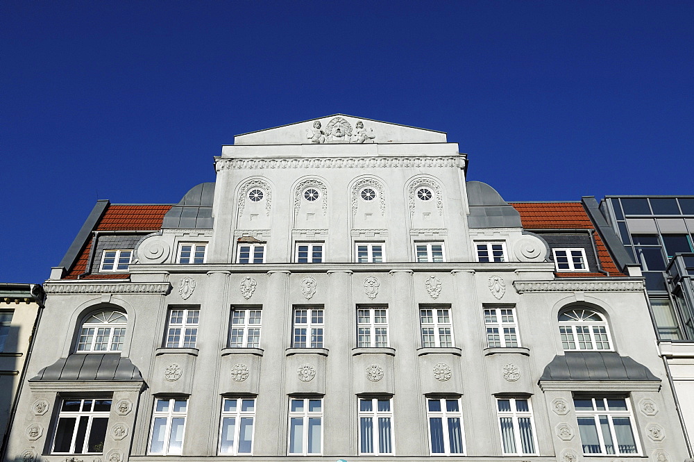 Facade of a department store, around 1900, now Wurmpassage shopping centre, Marienplatz 1-2, Schwerin, Mecklenburg-Western Pomerania, Germany, Europe