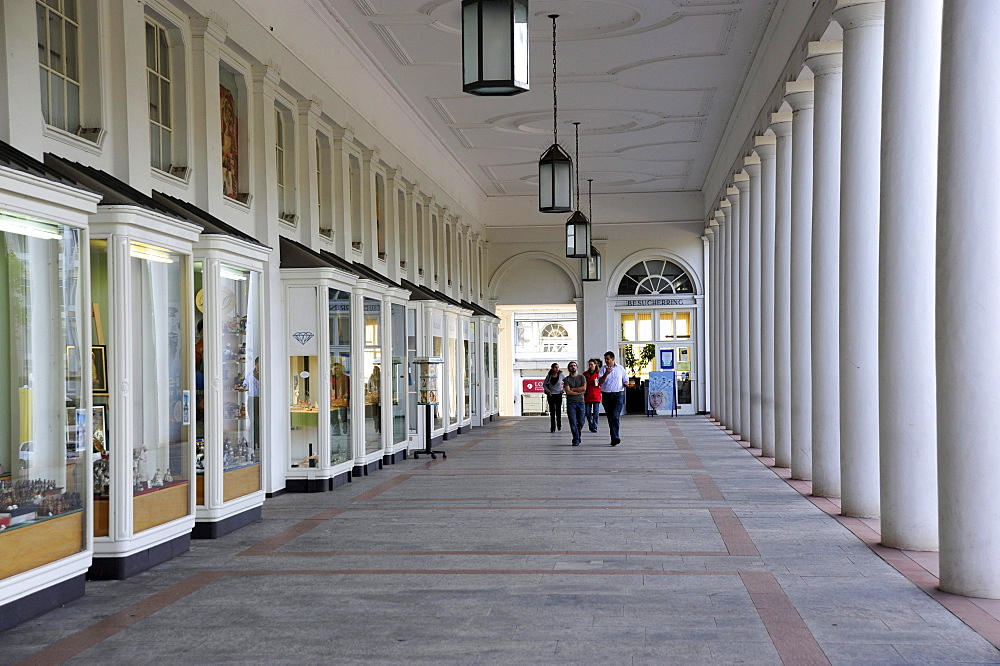 Hessian State Theater, colonnade at the entrance area, Wiesbaden, capital of Hesse, Germany, Europe