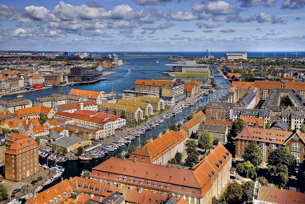 View to Copenhagen harbour, Copenhagen, Denmark, Europe