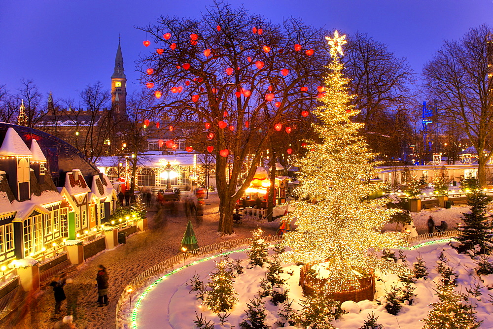 The Christmas tree in Tivoli, Copenhagen, Denmark, Europe