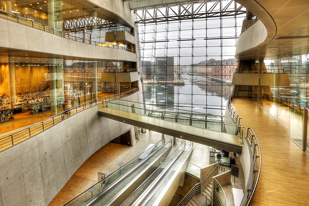 Inside the Royal Library at The Black Diamond building, Copenhagen, Denmark, Europe