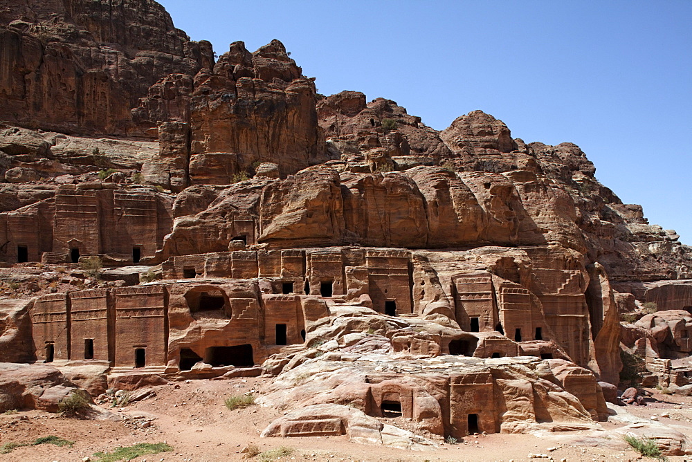 Rock tombs, Petra, the capital city of the Nabataeans, rock city, UNESCO World Hertage Site, Wadi Musa, Hashemite Kingdom of Jordan, Orient, Middle East, Asia