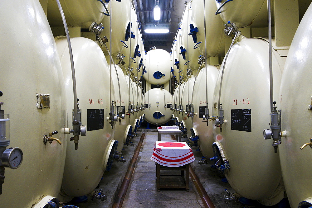 Beer storage at the Budweiser brewery in Ceske Budejovice, Budweis, Budvar, Bohemia, Czech Republic, Europe