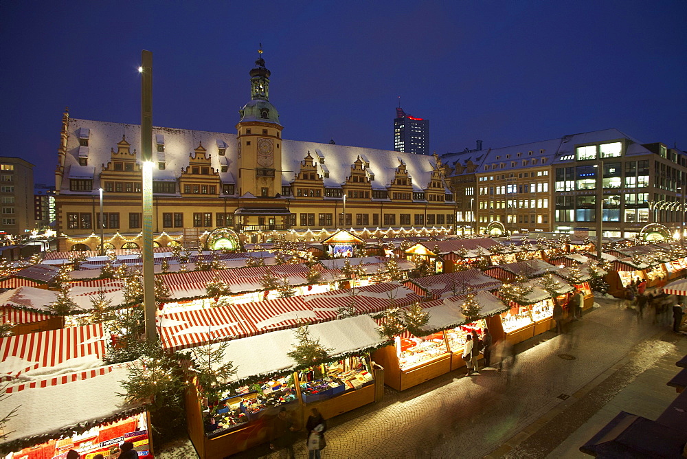 Christmas market, old city hall, Leipzig, Saxony, Germany, Europe