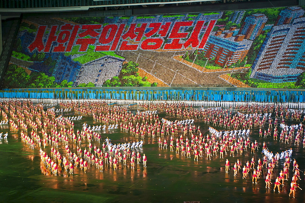 Dancers and acrobats at the Arirang Festival, the North Korean Grand Mass Gymnastics and Artistic Performance, Pyongyang, North Korea, Asia