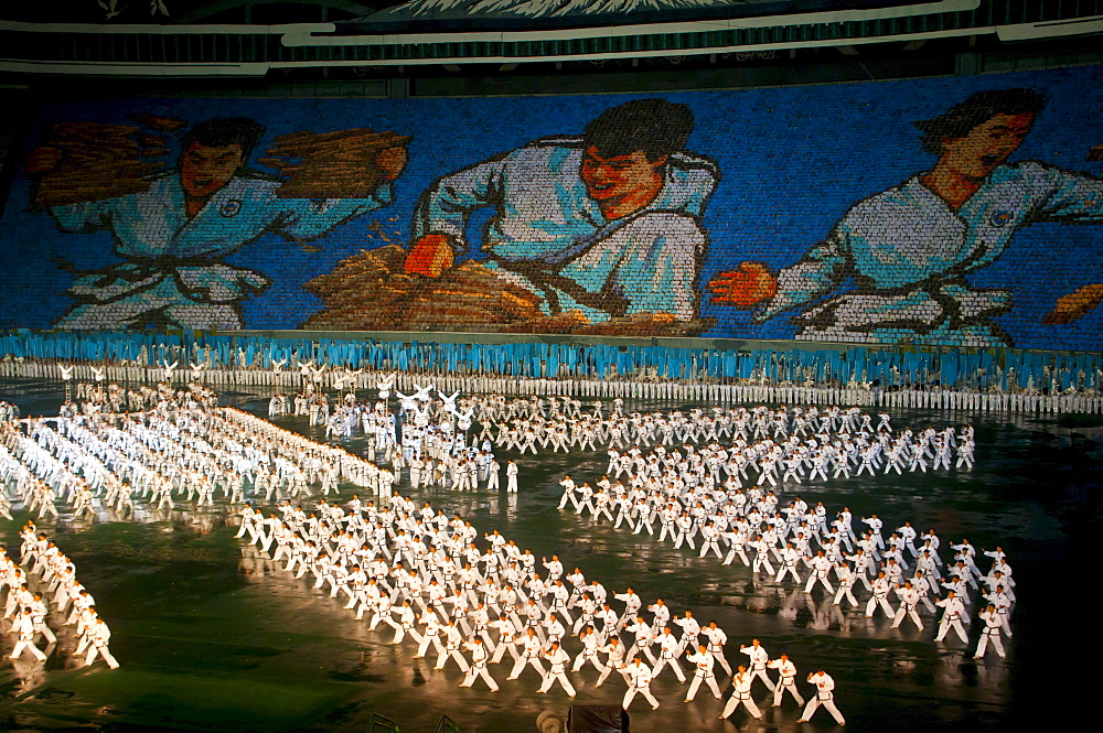 Dancers and acrobats at the Arirang Festival, the North Korean Grand Mass Gymnastics and Artistic Performance, Pyongyang, North Korea, Asia