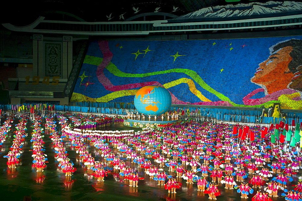 Dancers and acrobats at the Arirang Festival, the North Korean Grand Mass Gymnastics and Artistic Performance, Pyongyang, North Korea, Asia