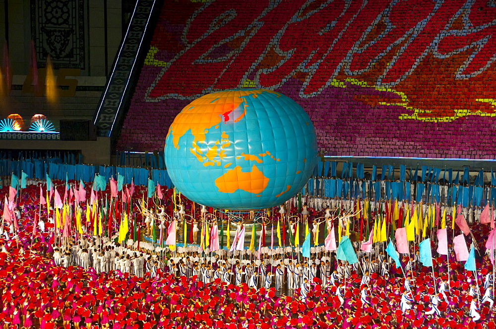 Dancers and acrobats at the Arirang Festival, the North Korean Grand Mass Gymnastics and Artistic Performance, Pyongyang, North Korea, Asia