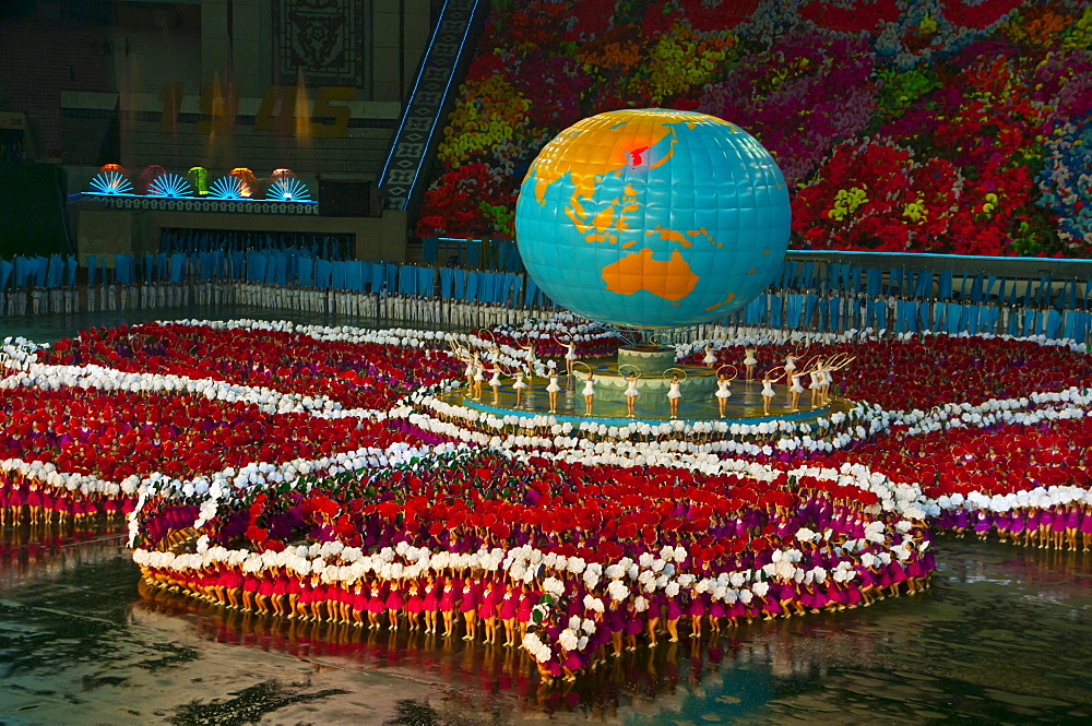 Dancers and acrobats at the Arirang Festival, the North Korean Grand Mass Gymnastics and Artistic Performance, Pyongyang, North Korea, Asia