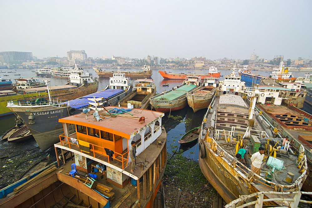 View over the shipyard of Dhaka, Bangladesh, Asia