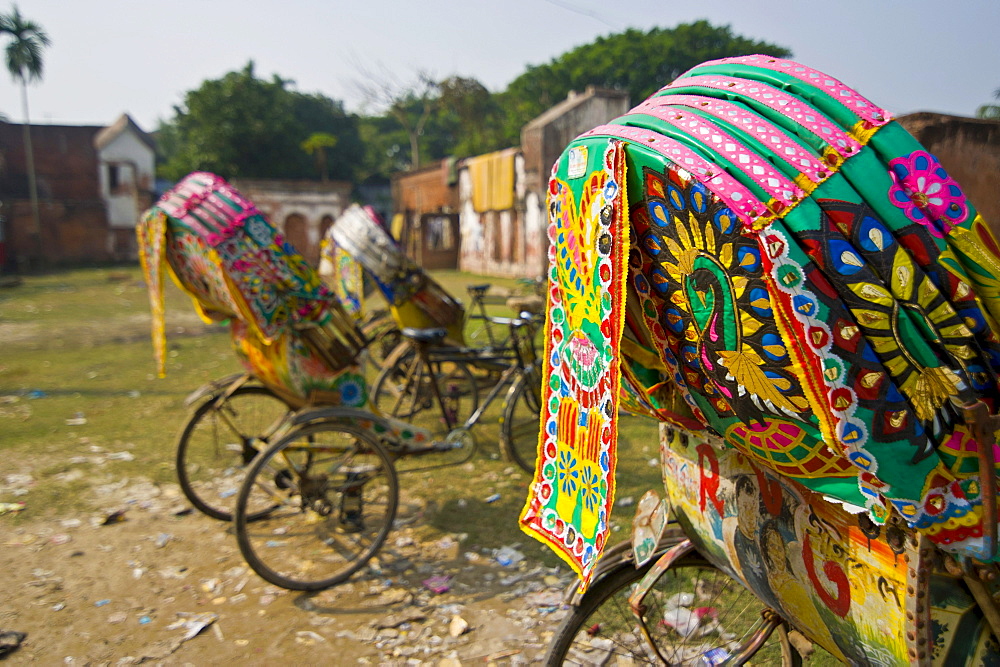 Decorated bicycle rickshaws, Sonargaon, Bangladesh, Asia