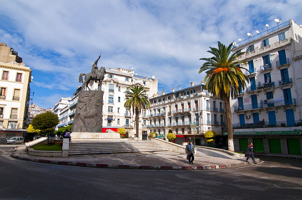 Square and statue of Abdel Kader in Algiers, Algeria, Africa