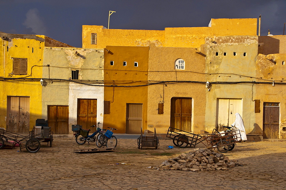 Medieval market square in the small village of Beni Isguen in the Unesco World Heritage Site M'zab, Algeria, Africa