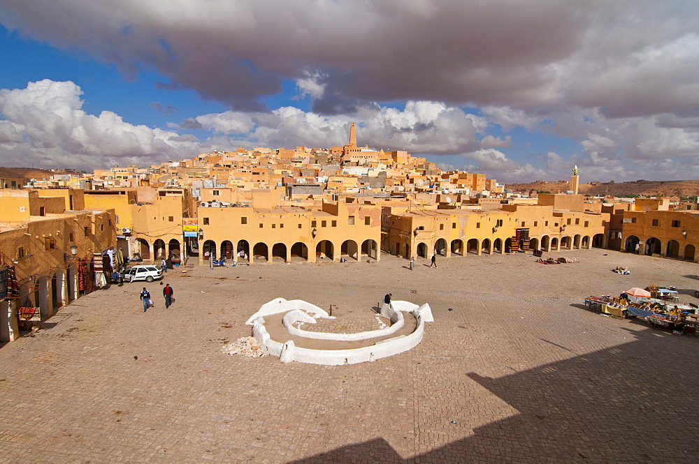 Market square in the village of Ghardaia in the Unesco World Heritage Site M'zab, Algeria, Africa