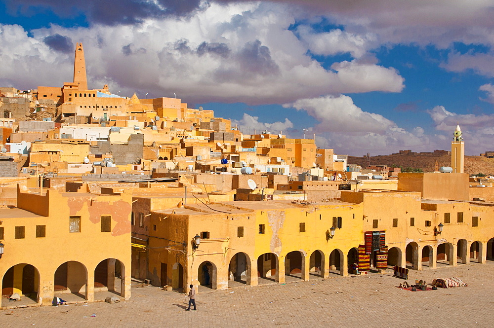 Market square in the village of Ghardaia in the Unesco World Heritage Site M'zab, Algeria, Africa